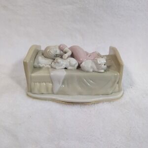 Westland Sleeping Girl w/ Dogs Bed Porcelain Figurine Cottage Shabby Simpson?